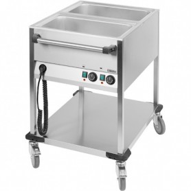 Chariot bain-marie à eau inox 2 bacs gn 1/1